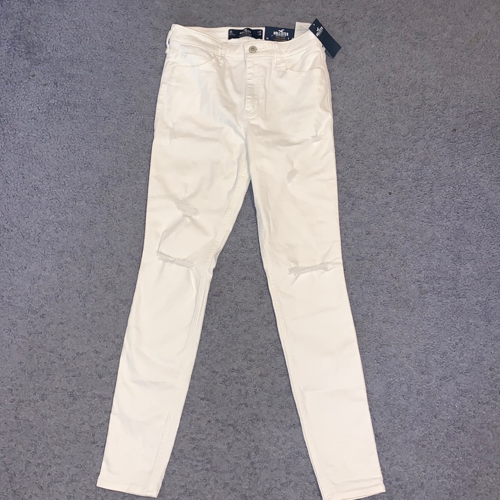 White skinny ripped Hollister jeans